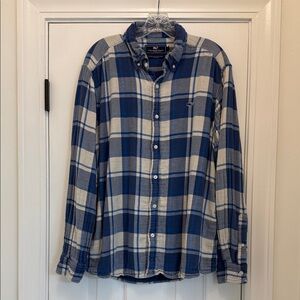 VINEYARD VINES Classic Fit Whale Shirt in Blue Plaid Flannel Sz. XL